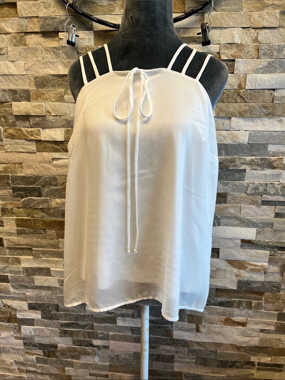 NAIF White Double-Strap Tie-Front Camisole